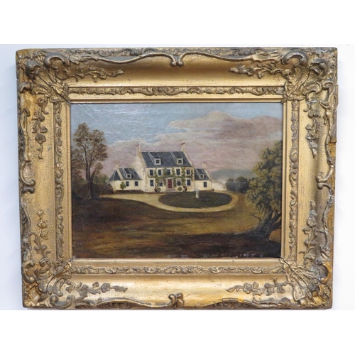 119 - American school 19th C, study of a country house in garden landscape, oil on canvas, (44cm x 36cm in... 