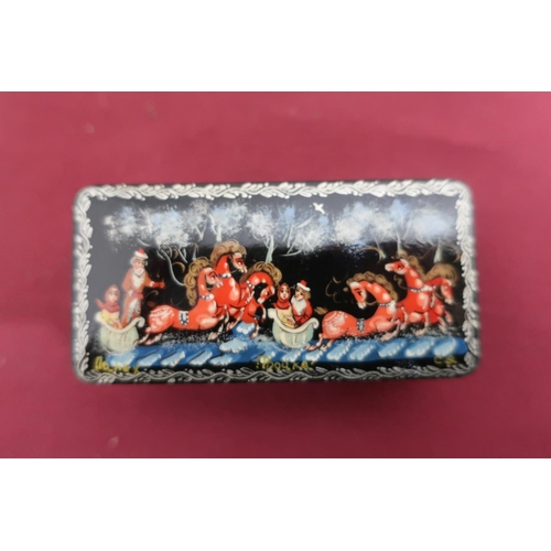 73 - Small Victorian Tunbridge ware decorated stamp box (5.5cm x 3.25cm); a Victorian dome topped tortois... 