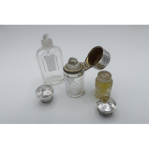 85 - Victorian hallmarked silver screw top faceted glass scent bottle, (H9cm), London 1895, an Edwardian ... 