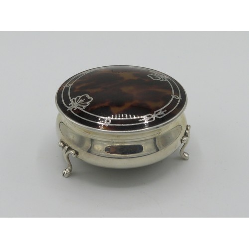 13 - Picquet mounted silver trinket box Birmingham, 1926 by Walker and Hall (H4cm Diameter 7.5cm)
