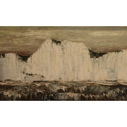 43 - Martin Wells (1928-2009): White Cliffs of Dover, acrylic oil on board, 48cm x 83cm