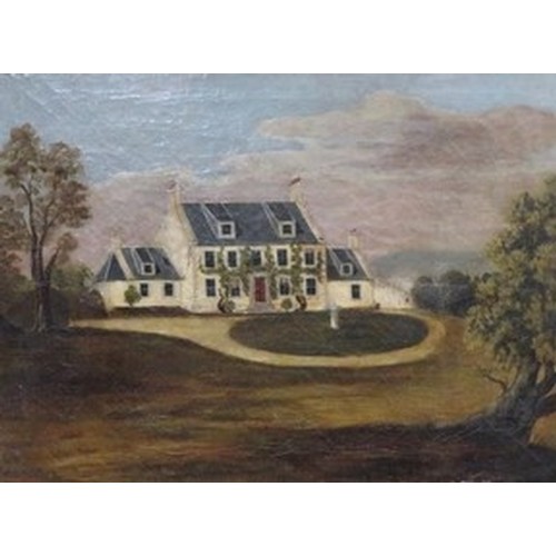 119 - American school 19th C, study of a country house in garden landscape, oil on canvas, (44cm x 36cm in... 