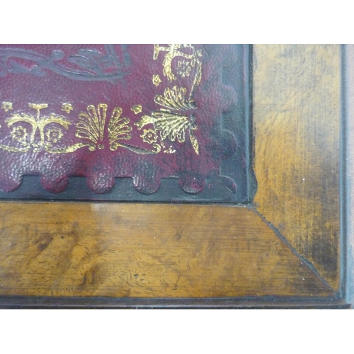 59 - Edwardian walnut pedestal desk, figured top with inset gilt tooled red leather writing surface above... 