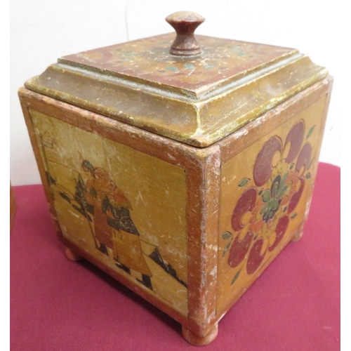 160 - Early 20th century slope top writing box, hinged cover with a print 