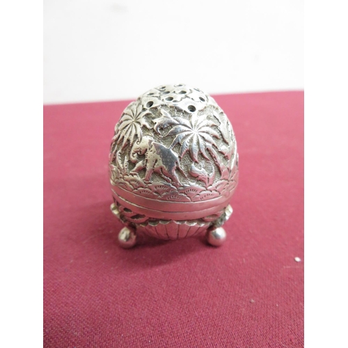 309 - Silver plated vesta in the form of a pig, Eastern white metal thimble, and pepperette, Continental s... 