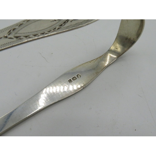 36 - Pair of Georgian silver hallmarked bright cut sugar tongs by Peter and Ann Bateman, and a similar pa... 