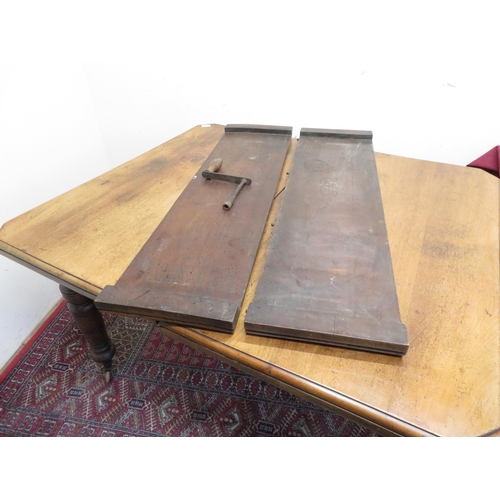 372 - Victorian mahogany extending dining table, rectangular top with single leaf on ring turned tapering ... 