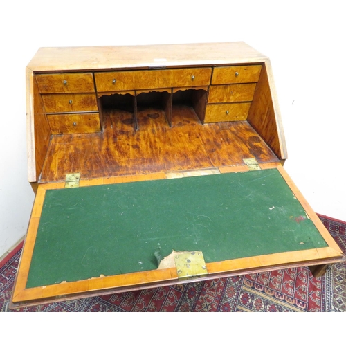 383 - Small 19th C mahogany bureau, fall front above three  drawers on bracket feet. (W77cm x D47cm x H91c... 