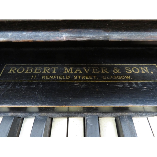 494 - Robert Maver & Son of Glasgow portable harmonium in travelling oak case (W70cm x D37cm x H82cm)