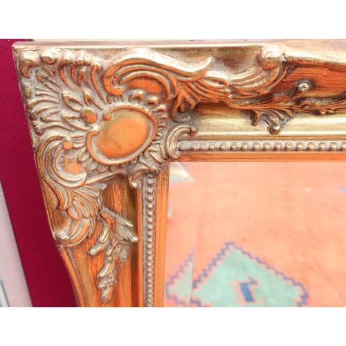 343 - Rectangular wall mirror, bevelled edge plate in gilt frame (106cm x 76cm)