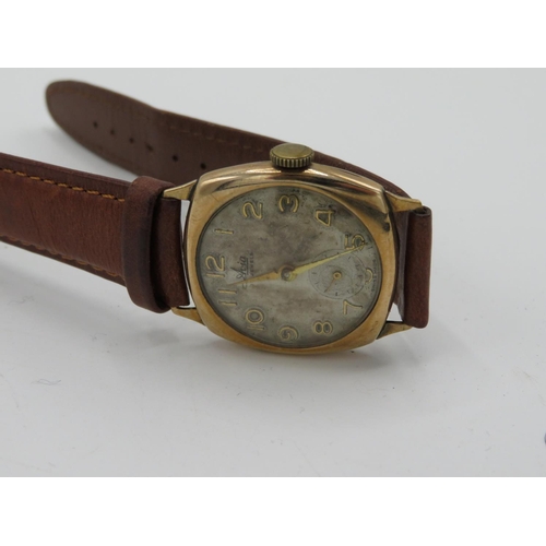 509 - Avia hand wound wrist watch. 9ct gold case stamped .375 and numbered 15973. 15 jewel Swiss made move... 