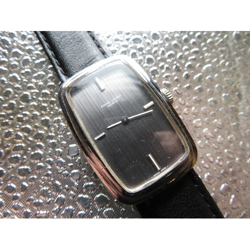 517 - Favre-Leuba hand wound wristwatch. Chromium plated case on leather strap. Case back stamped and numb... 