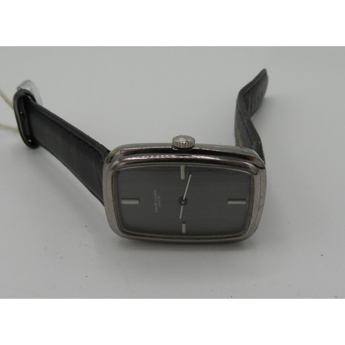 517 - Favre-Leuba hand wound wristwatch. Chromium plated case on leather strap. Case back stamped and numb... 