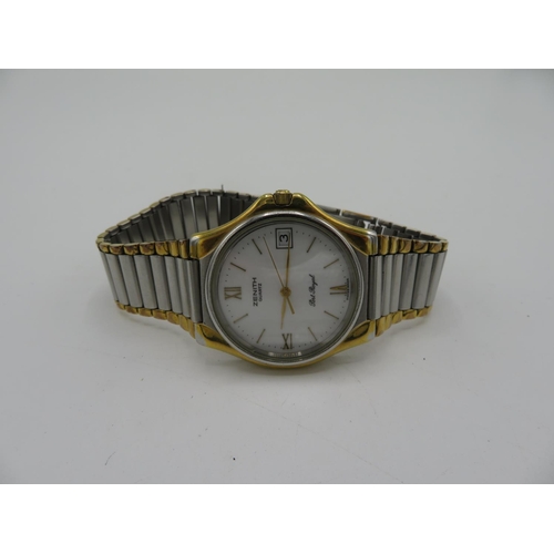 523 - Zenith lady’s Port Royal quartz wristwatch with date. Stainless steel and gold plated case, matching... 