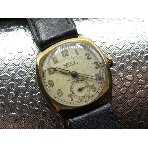 526 - Rotary Super-Sports wristwatch. 9ct gold case stamped .375. Rotary 15 jewel Swiss made movement numb... 