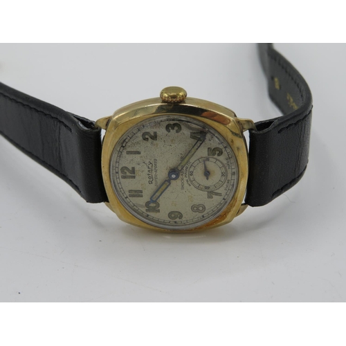 526 - Rotary Super-Sports wristwatch. 9ct gold case stamped .375. Rotary 15 jewel Swiss made movement numb... 