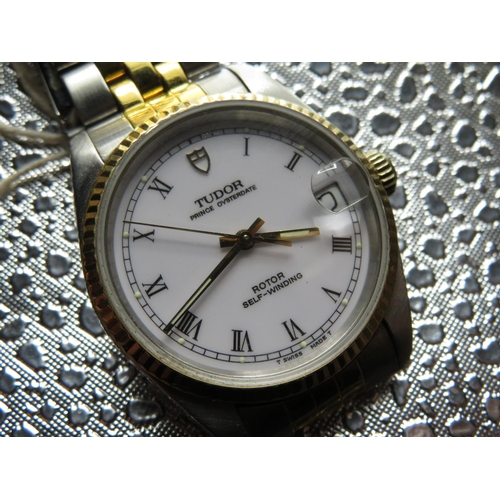 534 - Tudor Prince Oysterdate automatic wristwatch. Bi-metallic case and matching jubilee bracelet stamped... 