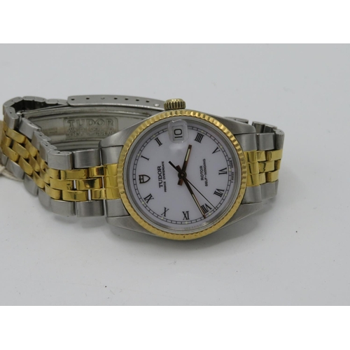 534 - Tudor Prince Oysterdate automatic wristwatch. Bi-metallic case and matching jubilee bracelet stamped... 