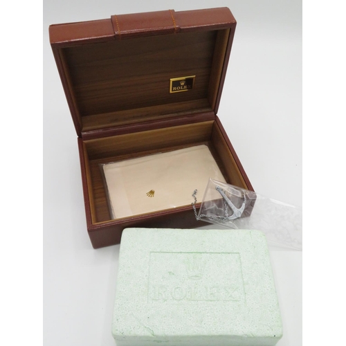 576 - Rolex brown leather watch box with inner hard wood lining stamp on base, Montres Rolex S.A Geneve Su... 