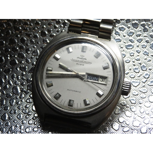 607 - Jaegar Le Coulter Club automatic wristwatch with day date stainless steel case on later stainless st... 