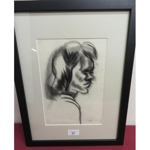 27 - Gean Shepeard (1904 - 1989): Charcoal Head And Shoulder Portrait Study Of A Young Girl, signed with ... 