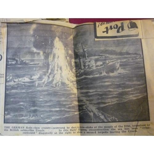 17 - Interesting scrap-work album of various newspaper cuttings relating mostly to WWII, including variou... 