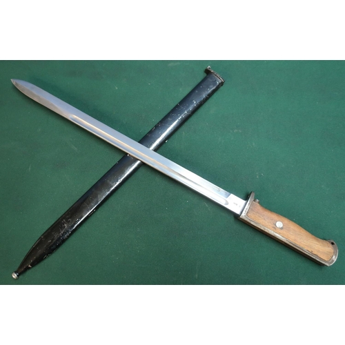27 - Swiss bayonet with 14.5 inch blade with single fuller various stamps and marks to the blade and seri... 