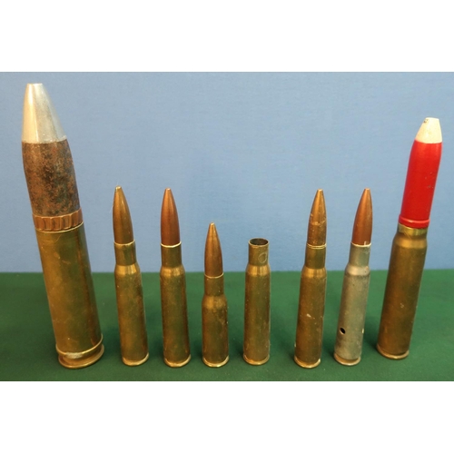 43 - Selection of various inert casings and rounds including .50 cal, 30mm, etc