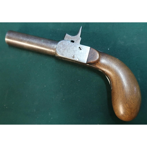 48 - Small Belgian percussion cap pocket pistol with folding trigger and 2.5 inch fixed barrel