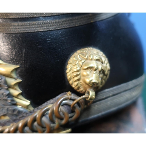 6 - 16th  Lancers helmet with original carry tin, engraved Lieut H.L. Evans 16th Lancer (listed for cons... 