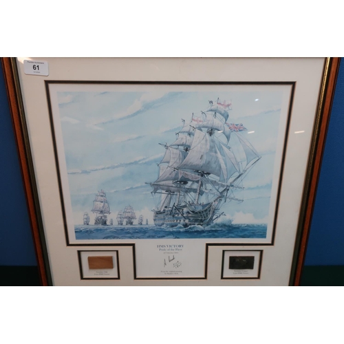 61 - Framed and mounted print of HMS Victory-Pride of the Fleet, 21st October 1805 from original painting... 