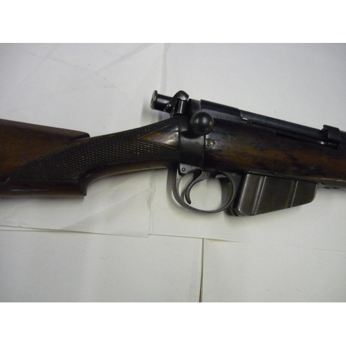 555 - Lee-Metford Rifle converted to shotgun, bolt action .410, with detachable magazine and brass butt pl... 