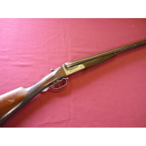 620 - Laranaga 12 bore side by side shotgun with 28 inch barrels, choke 3/4 & 1/4 with 14 3/4 inch straigh... 