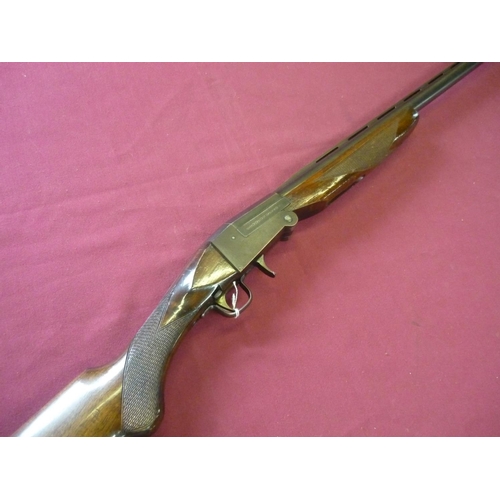 656 - Gamba 12 bore single barrel folding action shotgun with 27 1/2 inch barrels, and raised top vented r... 