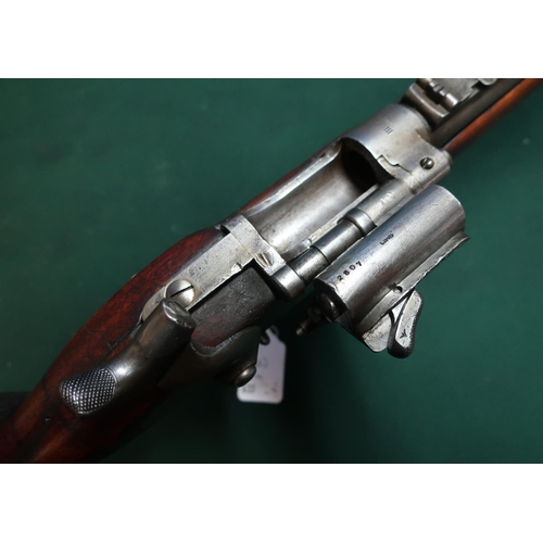 122 - Enfield Snider action three band rifle with 36 inch barrel with fixed foresights and adjustable rear... 