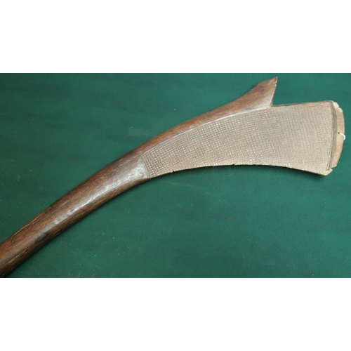 130 - Large carved wood Fijian type war club, with carved head (overall length approx 107cm)