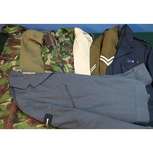 136 - Large selection of various assorted British and other military clothing in one box, including servic... 