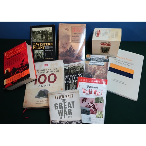 150 - Box containing WWI book of various titles including: Great War JW Wilson, Jackas mob, the making of ... 