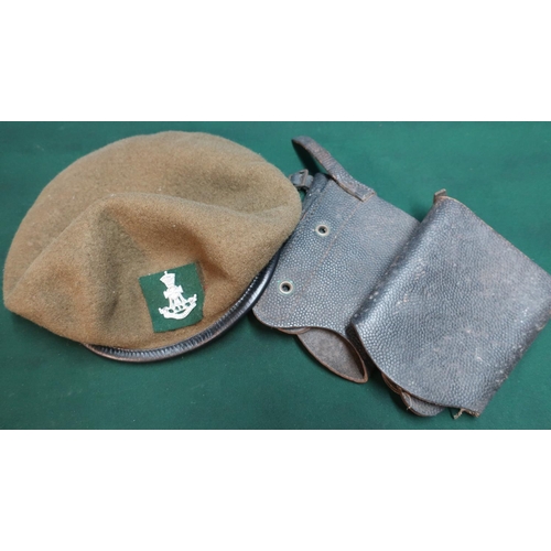 162 - Green Howards regimental beret and a pair of leather half gaiters