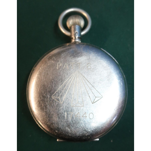 164 - Military issue stop watch, the back with broad arrow mark PATT.6, serial number 17440
