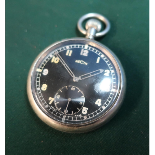 165 - Military issue pocket watch by Recta with broad arrow mark to the back stamped G.S.B.P, serial no. F... 