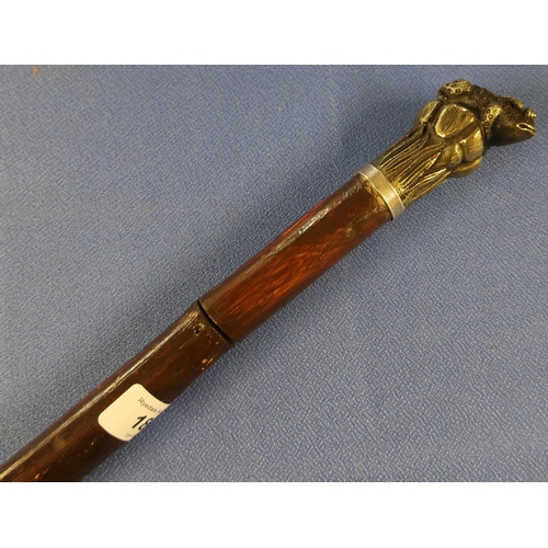 180 - Early to Mid 20th C bamboo sword cane with 25 inch fullered blade marked Wilkinson made in England w... 