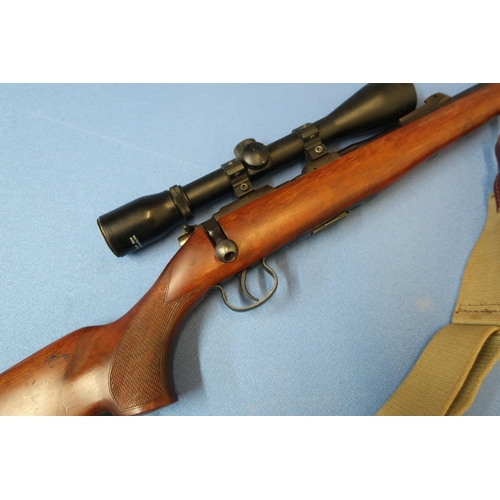 564 - CZ Brno bolt action .22 rifle with five shot detachable magazine, sound moderator and Bush Master 4x... 