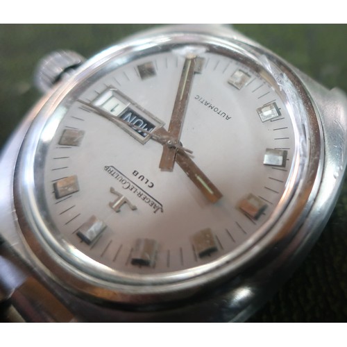 607 - Jaegar Le Coulter Club automatic wristwatch with day date stainless steel case on later stainless st... 