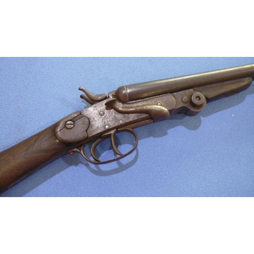 718 - Belgium side lever opening .410 side by side shotgun with skeleton stock and 27.5 inch barrels (pinn... 