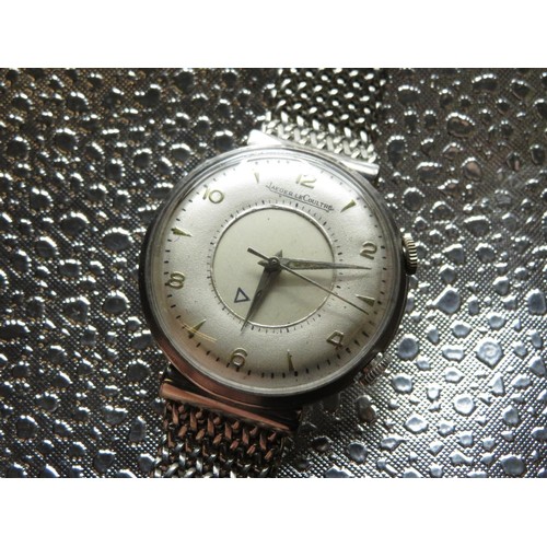 614 - Jaeger Le Coutre Memovox wristwatch alarm. Chromium plated case on later mesh bracelet stamped J.B C... 