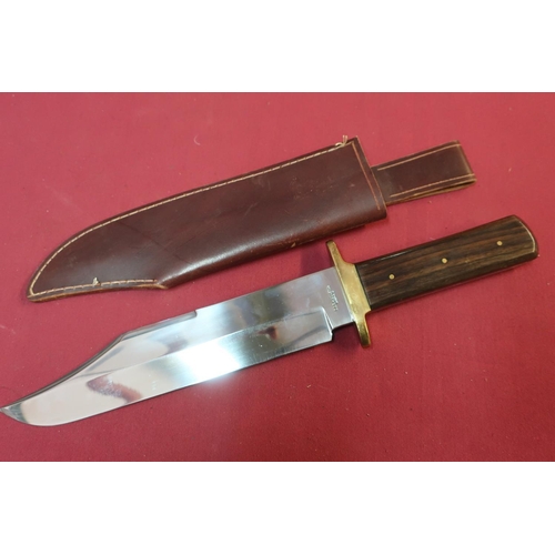 68 - Large Bowie type knife by R & R Middleton, Sheffield with 9 1/2 inch blade, brass crosspiece and two... 