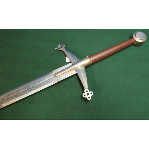 73 - Extremely large decorative medieval style twin handed broadsword with 42 inch double edged blade, st... 