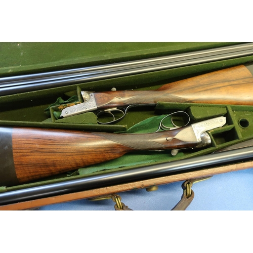 590 - Case pair of William Evans 12 bore side by side box lock ejector shotguns 28