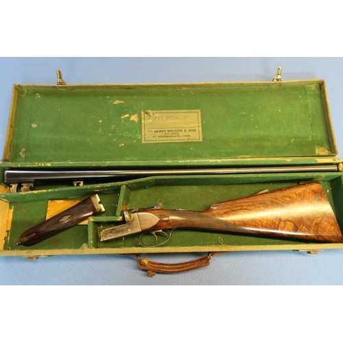 598 - Cased J Wilson and Son of York 12 bore side by side boxlock ejector shotgun, 28